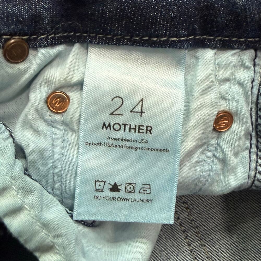 Mother Denim Blue Medium Wash Stretch The Looker Crop On The Edge Size 24 - Picture 4 of 12